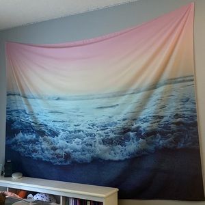 Sunset on the beach tapestry